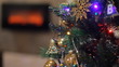 Christmas tree with Colorful  lights and fireplace