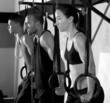 Crossfit dip ring group workout dipping in a row