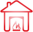 isolated symbol with fireplace in warm home