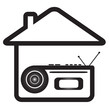 blue isolated icon with voice recorder in home silhouette