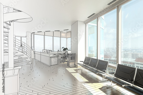 Illustration: Penthouse Office I (drawing) Penthouse Office I (drawing)
