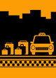 cab urban yellow background with bag, city and taxi symbol