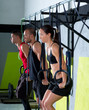 Crossfit dip ring group workout dipping in a row