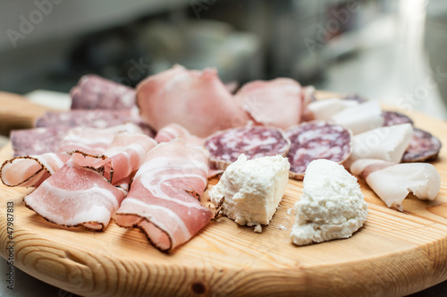 Photo: Wooden chopping board italian cold cuts Wooden chopping board italian cold cuts