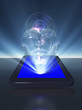 Tablet with human head