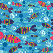 Cute fish in the sea seamless pattern