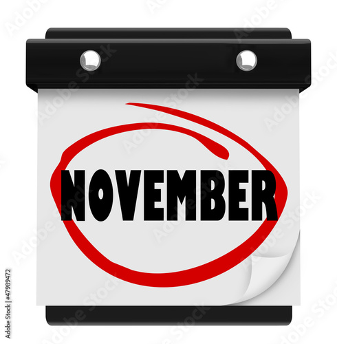 Illustration: November Word Wall Calendar Change Month Schedule November Word Wall Calendar Change Month Schedule