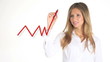 Video: girl shows a graph of 'sales growth girl shows a graph of 'sales growth