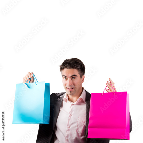 Photo: Happy Man with Shopping Bags Happy Man with Shopping Bags