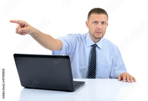 Photo: Businessman shows his hand, You are fired Businessman shows his hand, You are fired