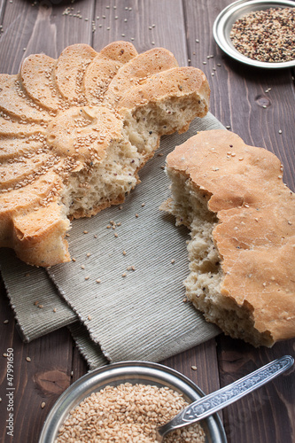 Photo: Rustic bread with sesame seeds Rustic bread with sesame seeds