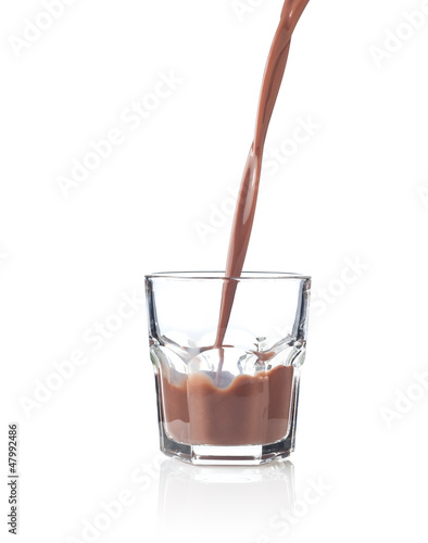 Photo: Filling glass of chocolate milkshake Filling glass of chocolate milkshake
