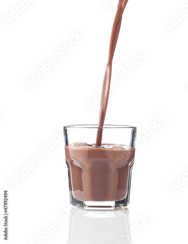 Photo: Filling glass of chocolate milkshake Filling glass of chocolate milkshake