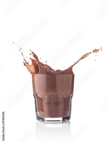 Photo: Splash in a glass of chocolate milkshake Splash in a glass of chocolate milkshake