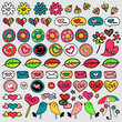 Set of cute doodle elements hearts and flowers