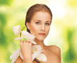 beautiful woman with orchid flower