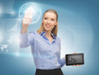 woman working with virtual tablet pc