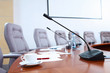 Conference hall with microphones
