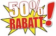 étiquette 50% rabatt