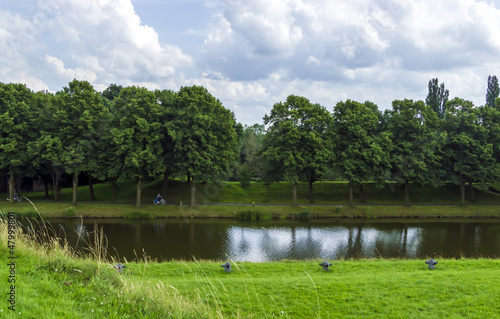 Photo: Summer landscape at the medieval fort of Naarden in the Netherla Summer landscape at the medieval fort of Naarden in the Netherla