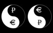 Yin-Yang currency symbols, ruble-euro, vector