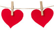 Photo: two red paper hearts hanging two red paper hearts hanging