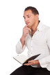 Man sitting thinking deeply