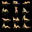 Set of women in bikini, vector