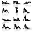 Set of women in bikini, vector