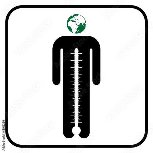 Vector: eco man symbol with thermometer or business man under stress, ve eco man symbol with thermometer or business man under stress, ve