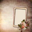 Vintage background with frame and roses