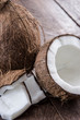 Cracked Coconut on wood