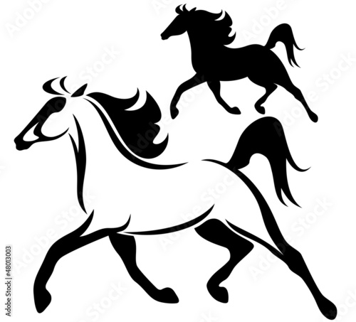 Vector: running horse vector outline and silhouette running horse vector outline and silhouette