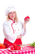 attractive woman cooks
