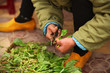 Photo: Vegetable farmer cleaning salad at the market in Asia Vegetable farmer cleaning salad at the market in Asia