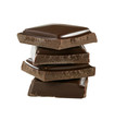 Photo: stack of chocolate pieces isolated on white background stack of chocolate pieces isolated on white background