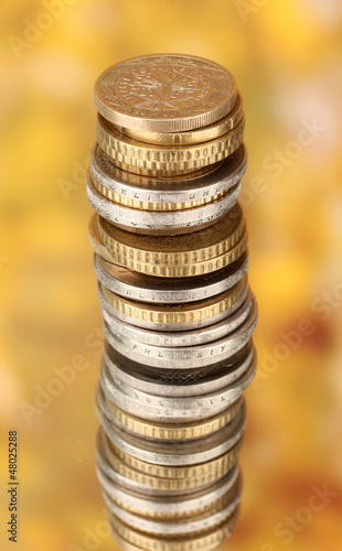 Photo: euro coins isolated on color background euro coins isolated on color background