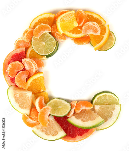 Photo: Products containing vitamin C isolated on white Products containing vitamin C isolated on white
