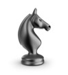 Knight black chess piece. Isolated on white 3d image