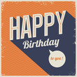 Vintage retro happy birthday card, with 3 dimensional fonts