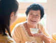 Asian Chinese family having breakfast