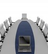 Conference Table with empty chairs for modern office.