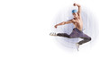 young man dancing hip hop with color lines