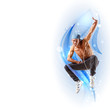 young man dancing hip hop with color lines