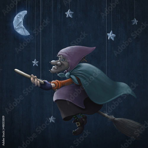 Illustration: Epiphany rides a broom Epiphany rides a broom