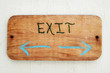 Exit sign on Antique wooden board