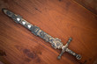 sword knight on wood texture