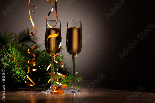 Photo: Glasses of champagne at new year party Glasses of champagne at new year party