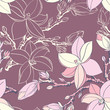 Vector: seamless vintage pattern with magnolia flower seamless vintage pattern with magnolia flower