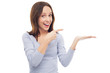 Photo: Excited woman pointing at something Excited woman pointing at something